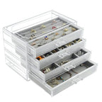 Weiai Acrylic Jewelry Organizer, Clear Jewelry Box with 4 Drawers, Jewelry Case Storage for Women (Gray) - color: Gray