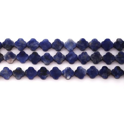 8mm Natural Blue Sodalite Gemstone Faceted Clovers Beads Four-Leaf Spacer Loose Beads for DIY Jewelry Making Beads - color: Blue Sodalite