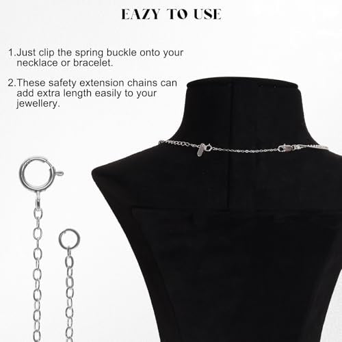3 Pcs 925 Sterling Silver Extender Chain Set Chain Extenders Jewelry Making Chains DIY Suitable for Women Necklace Bracelet and Anklet Jewelry Extensions