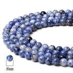 DUQGUHO Blue Spot Jasper Beads 8mm Natural Crystal Blue Beads Round Polishing Stone Bead Genuine Gemstone Beads for DIY Jewelry Making 47 Pcs, US-MKL-CB-04BL1 - color: Blue#1