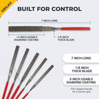 Drilax 6-Pc Diamond File Set, Flat Hand Files (40–600 Grit) Heavy-Duty Diamond Sharpening & Finishing Tools for Glass, Jewelry, Stone, Metal Precision Craft Files for DIY, Workshop & Professional Use