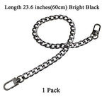 HAHIYO Purse Chain Strap 23.6 inches Bright Black for Shoulder Cross Body Sling Purse Handbag Clutch Replacement Comfortable Flat 0.4' Wide Enough 2.4mm Extra Thick Metal 1 Pack - size: Bright Black 23.6 inches