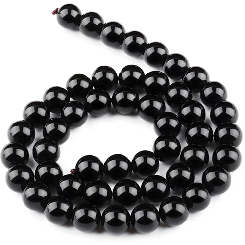 HAAMIIQII 45pcs 8mm Natural Black Onyx Stone Beads Round Loose Gemstone Beads for Jewelry Making Strand 15 Inch - color: Onyx, size: 8mm 45pcs