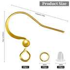 160 PCS/80 Pairs 18K Gold Tone Plated Earring Hooks Hypoallergenic Ear Wires Fish Hooks with 100 PCS Clear Silicone Earring Backs and 100 PCS Jump Rings Gold Earring Finding for DIY Jewelry Making - color: C style-18K Gold Earring Hooks