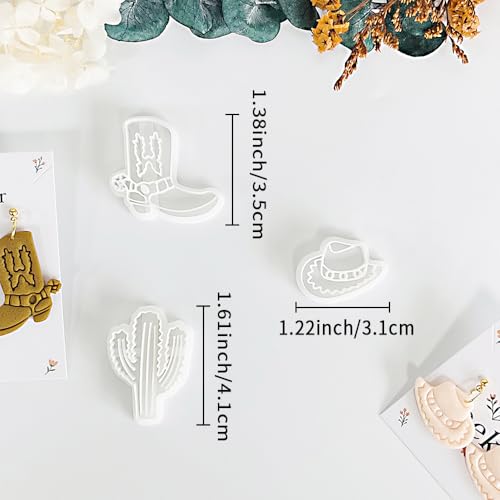 Xaekicr Western Theme Polymer Clay Cutters Set – 3PCS Cowboy Hat Boot Cactus Clay Earring Cutters, Polymer Clay Molds and Tools for DIY Jewelry Making - color: Z color