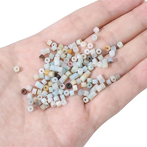 BEADIA Natural Amazonite Short Cylinder Beads 2x3mm 155pcs Tube Loose Semi Gemstone Beads for Jewelry Making Design - color: Amazonite