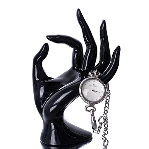 Maxsirui Hand Form Ring Holder Jewelry Display Organization Rack Bracelet Ring Watch Stand Support Aesthetic Y2k Room Decor (Black) - color: Black