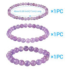 Elecrelive Glass Round Beaded Bracelet Set Clay Beaded Bracelets Stretch Bracelets - color: Amethyst