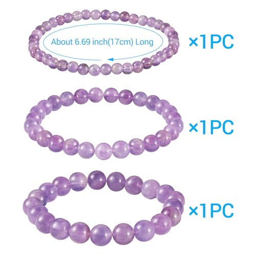 Elecrelive Glass Round Beaded Bracelet Set Clay Beaded Bracelets Stretch Bracelets - color: Amethyst