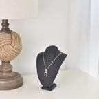MOOCA 2 Pcs Set Small Linen Covered Wood Jewelry Display Necklace Chain Jewelry Bust Display Holder Stand, Necklaces Mannequin, 7 1/4" Height, Black Linen - color: 4) Black Linen, 2 pieces