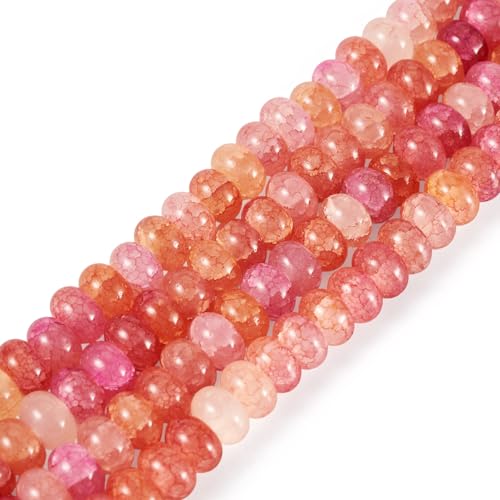 About 155~159pcs/strand Rondelle Glass Beads Imitation Gemstones Loose Spacer Beads for Jewelry Making Bracelet Necklace Earring DIY Crafts, 8x5mm, Hot Pink - color: Hot Pink