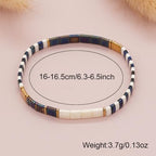 Tila Beaded Stretch Strand Bracelets for Women, Cute Boho Stackable Handmade Colorful Mixed Flat Square Beads Elastic Beach Surfer Bracelet Trendy Jewelry Friend Gift - color: 0901A