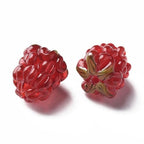 Ornazy 20 pcs Lampwork Raspberry Summer Cute Glass Fruit Beads Handmade Imitation Food Beads for DIY Earring Necklace Jewelry Supplies