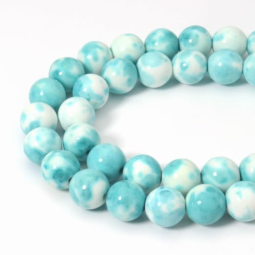 60pcs 6mm Natural Blue Rain Flower Gemstone Beads Energy Healing Crystal Round Loose Stone Beads for Jewelry Making, DIY Bracelets Necklaces - color: Blue Rain Flower, size: 6mm