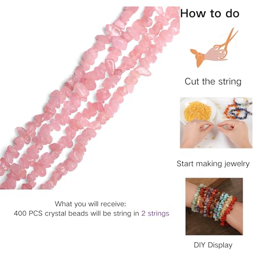 XIANNVXI Rose Quartz Beads, Natural Chip Stone Beads 400Pcs Crystal Bead 5-8mm Irregular Healing Crystal Loose Rocks for DIY Jewelry Making - color: A-Rose Quartz