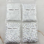 1800pcs Acrylic Faceted Round Beads 4mm 6mm 8mm 10mm AB Colors Glossy Acrylic Round Spacer Beads with Hole for DIY Bracelet Necklace Jewelry Making Supplies Handmade Craft(White AB) - color: White AB