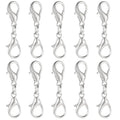 10 Pcs Double Lobster Clasp Extender Silver Necklace Chain Extenders Double Claw Connector Bracelet Necklace Extender for DIY Jewelry Making - color: Silver