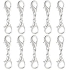 10 Pcs Double Lobster Clasp Extender Silver Necklace Chain Extenders Double Claw Connector Bracelet Necklace Extender for DIY Jewelry Making - color: Silver