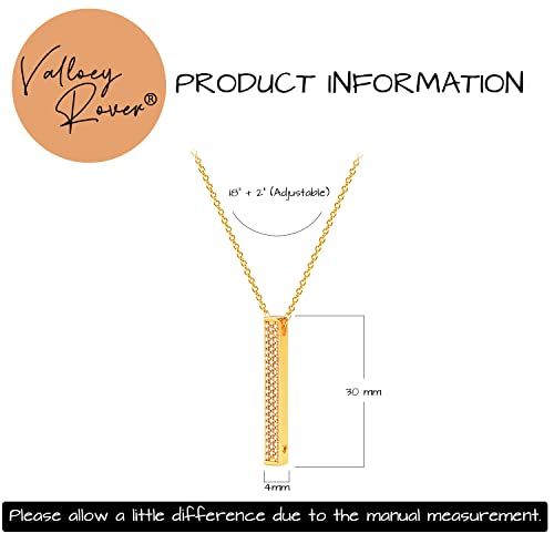 Valloey Rover Gold Necklace for Women 14K Gold Plated Circle Cubic Zirconia Pendant Necklace Dainty Twist Rope Chain Necklace Simple Jewelry Gift for Women - style: Gold-Bar