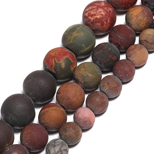 48pcs Natural Matte Picasso Jasper Gemstone Beads，8mm Frosted Round Loose Stone Beads for Jewelry Making Earring Bracelet Necklace DIY Crafts - color: Picasso Jasper, size: 8mm