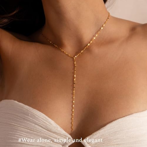 3PCS Gold Necklaces for Women,Chunky Statement Gold Plated Necklace Stack Layered Sterling Silver Herringbone Chains for Women Dainty Trendy Silver Chains Stacked Jewelry Gifts - color: gold Y-necklace set