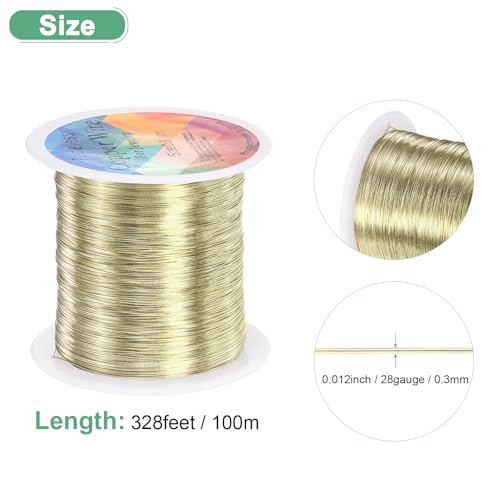 M METERXITY 0.3mm Jewelry Wire, 28 Gauge 328FT Craft Wire Copper Beading Wire for Jewelry Making/Planting/Weaving/DIY Crafting, Soft Metal Wires [100M, Light Golden] - color: Light Golden, size: 0.3mm 28 Gauge
