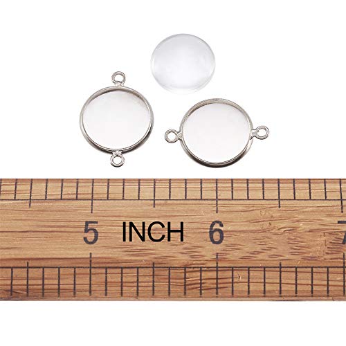 FASHEWELRY 10 Sets Brass Bezel Pendant Trays 14mm Dome Clear Glass Cabochon Blank Base Connector Cover for DIY Jewelry Making - color: 14mm-10 Sets