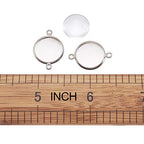 FASHEWELRY 10 Sets Brass Bezel Pendant Trays 14mm Dome Clear Glass Cabochon Blank Base Connector Cover for DIY Jewelry Making - color: 14mm-10 Sets