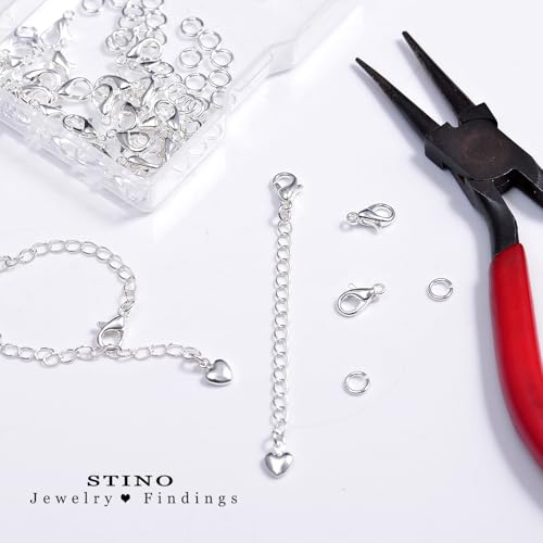 90PCs Fadeless Lobster Claw Clasps (10mm) & Jump Rings for Jewelry Making, Necklace Bracelet Findings & Supplies (Silver Plated) - color: Silver Plated