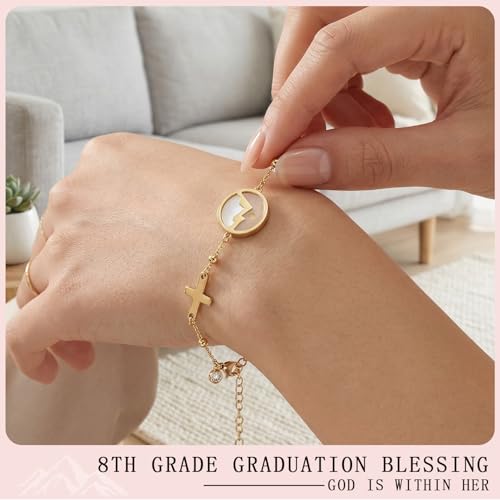 Cross Bracelet Gifts for Women Her - 14K Gold Plated Move Mountains Mustard Seed Cross Bracelet Faith Belief Bracelets Jewelry Gifts for Mom Girlfriend Bestie‌ Wife Mothers Day Birthday 8th Grade Graduate Graduation Anniversary‌ - style: Gold 8th Grade St
