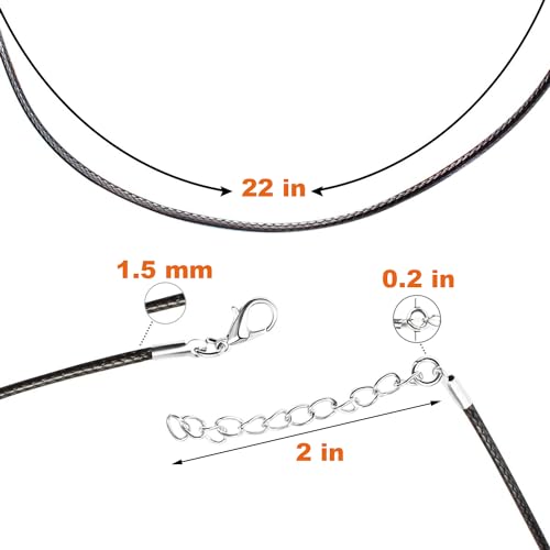 EuTengHao 120Pcs Necklace Cord Bulk, Black Waxed Necklace Cord String for Jewelry Necklace Bracelet Making (24 inch Length,1.5mm Width)