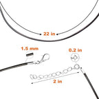 EuTengHao 120Pcs Necklace Cord Bulk, Black Waxed Necklace Cord String for Jewelry Necklace Bracelet Making (24 inch Length,1.5mm Width)