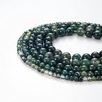 100Pcs Natural Stone Beads 6mm Moss Agate Round Gemstone Loose Beads with Elastic Bracelet String for Bracelets Necklace Jewelry Making - color: Moss Agate, size: 6mm
