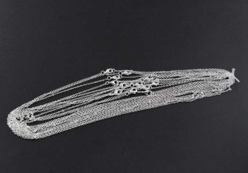 Wholesale 12 PCS Silver Plated Solid Brass Flat Cable Chains Bulk for Jewelry Making (18 Inch(1.5MM)) - color: Silver, size: 18 inch-0.059 inch