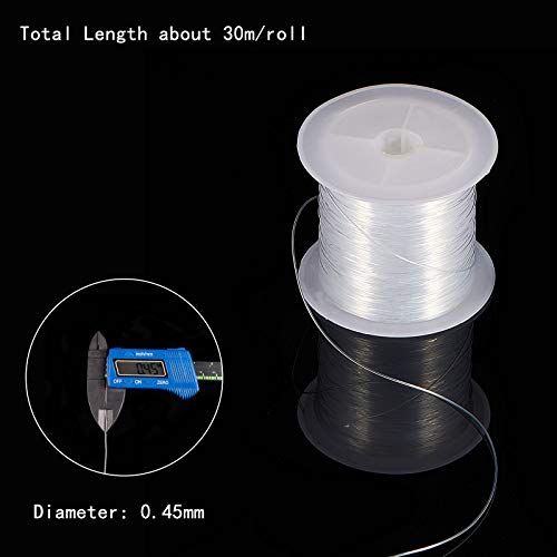 PH PandaHall 0.45mm Crystal Beading Cords Clear Fishing Line Invisible Nylon Thread Jewelry String Wire Cord String for Party Christmas Decor Seed Beads Jewelry Bracelet Making 30 Yards - size: 0.45mm
