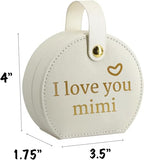 COLLECTIVE HOME - Travel Jewelry Case, Elegant Half-Moon Design with Heartfelt Message, Detachable Handle, Personalized Mother's Day Gift, Cherishing Special Moments (I love you mimi) - color: I love you mimi