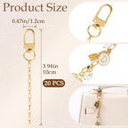 Hzopcw 20pcs Gold Keychain Making Kit, Key Ring Swivel Snap Hook Chains, Extender Keychain Bag Charm Kits for DIY Crafts Jewelry Making Handbag Purses- E1 Style - color: Gold-20pcs-E1 Style