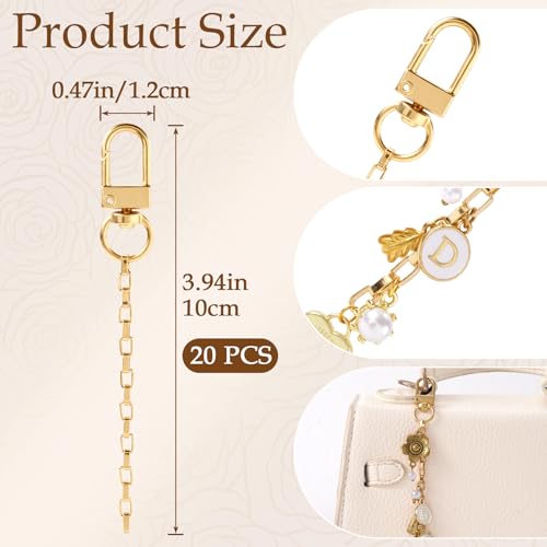 Hzopcw 20pcs Gold Keychain Making Kit, Key Ring Swivel Snap Hook Chains, Extender Keychain Bag Charm Kits for DIY Crafts Jewelry Making Handbag Purses- E1 Style - color: Gold-20pcs-E1 Style