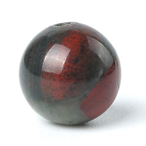 100Pcs Natural Stone 6mm African Blood Stone Round Loose Gemstone Energy Healing Beads Hole Size 1mm DIY Smooth Beads for Bracelet Necklace Earrings Jewelry Making - color: African Blood Stone, size: 6mm
