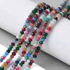 115pcs/strand Dyed Natural Jade Rondelle Beads, 4x2mm Faceted Crystal Stone Smooth Loose Spacer Beads for Jewelry Making Bracelets Earrings DIY Beading Craft Supplies, Mixed Color - color: Mixed Color