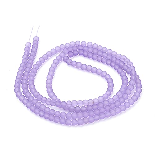 FASHEWELRY 200Pcs Transparent Frosted Glass Bead 4mm Matte Crystal Glass Loose Beads for DIY Jewelry Making (Medium Purple) - color: Medium Purple