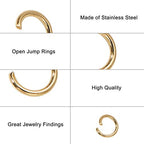DanLingJewelry 500Pcs 304 Stainless Steel 27 Gauge Open Jump Rings 3mm for Jewelry Making Connectors Jewelry Finding Golden Color - color: 500 pcs - ф3mm δ 0.4mm - Golden