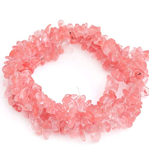 HAAMIIQII 5-8mm Cherry Quartz Crystal Chips Irregular Chip Stones Loose Gemstone Energy Healing Beads for Jewelry Making Strand 30 Inch - color: Cherry Quartz