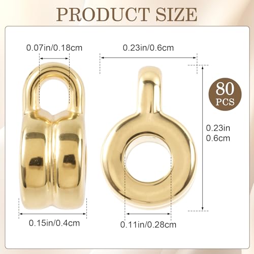 Joez Wonderful Links Bail Beads, Hypoallergenic Alloy Column Spacer Beads - color: Style B, 80 Gold