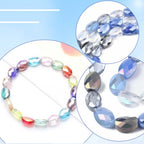 1 Box 210PCS Blue Flat Oval Glass Beads with Holes Faceted AB Color Plated Electroplate Spacer Loose Bead Charms Bulk for Jewelry Making Necklaces Bracelets Earrings DIY Craft Supplies - color: Blue