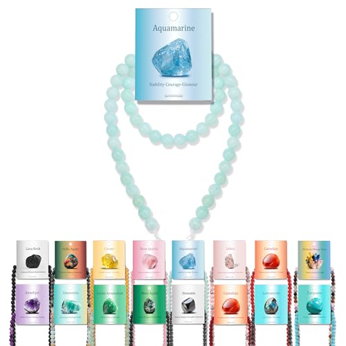 Vinswet 60pcs 6mm Aquamarine Natural Stone Beads Round Genuine Real Stone Beading Loose Gemstones DIY Smooth Bead for Bracelet Necklace Earrings Jewelry Making - color: Aquamarine, size: 6mm