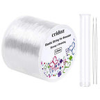 Stretchy String for Bracelets, Cridoz 0.5mm Clear Elastic String Stretch Cord Bracelet String with 2 Pcs Beading Needles for Seed Beads, Pony Beads, Bracelets and Jewelry Making