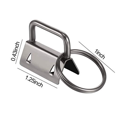 Qovydx 45Pcs 1 inch Black Key Fob Hardware Kits 1” Metal Gun-black Keyfobs Hardware Bulk for Keychains Fob Wristlet Hardware with Key Ring for Lanyard - color: Gun-black Key Fob Hardware