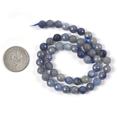 Natural Blue Aventurine 8mm Gemstone Faceted Round Loose Strand Beads for DIY Necklace Bracelet Jewelry Making 15 Inch - color: Blue Aventurine
