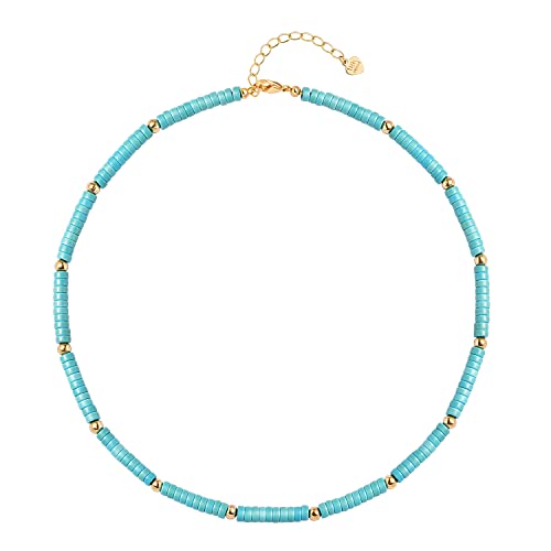 CANEVINKA Bohemian Beaded Choker Necklace 18K Gold Plated Bead Pendant Necklace Vintage Handmade Jewelry for Women - style: gold bead